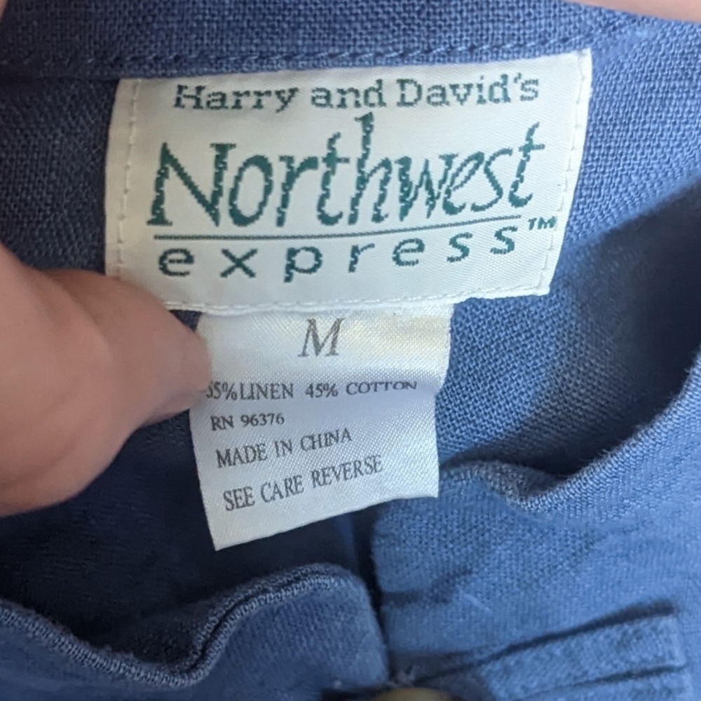 Harry And David's Northwest Express Asian Style Jean Shirt Size M - Picture 5 of 10
